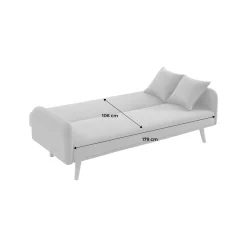 Sofá cama de 2-3 plazas de tela, patas de madera de hevea
