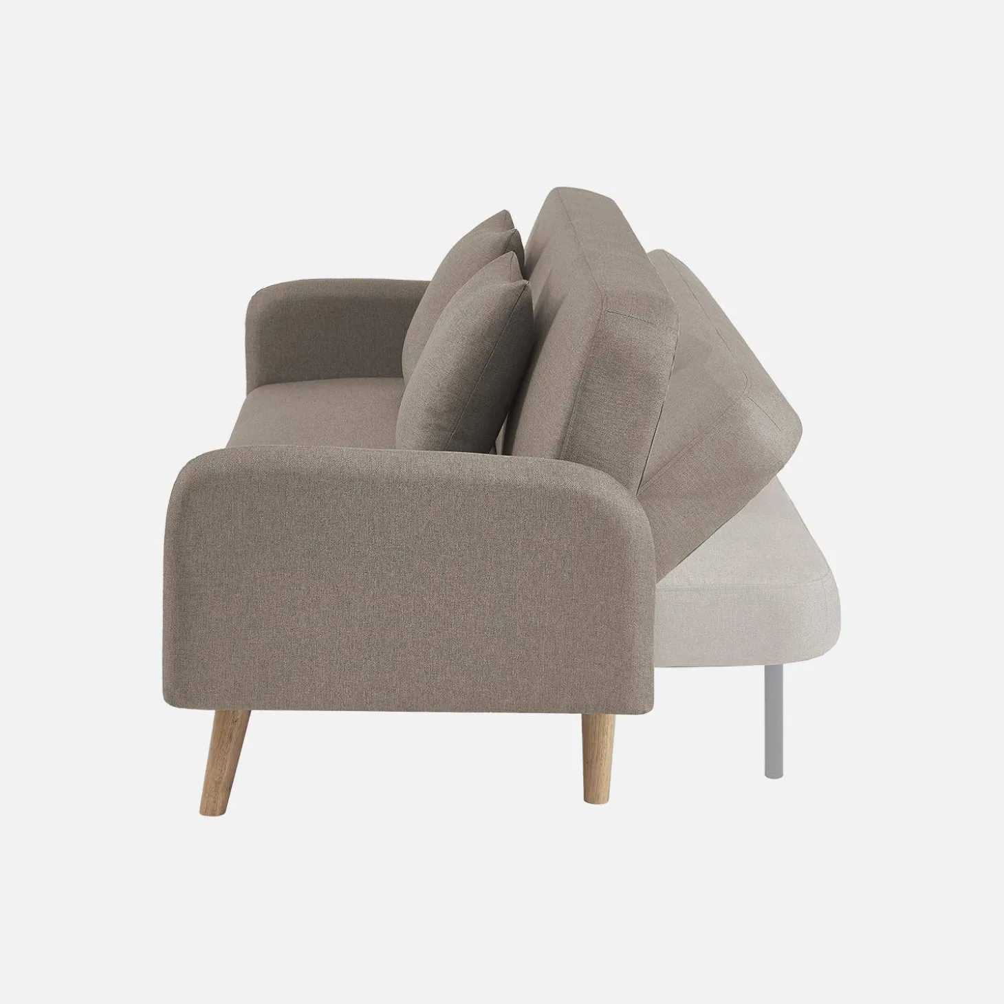 Sofá cama de 2-3 plazas de tela, patas de madera de hevea