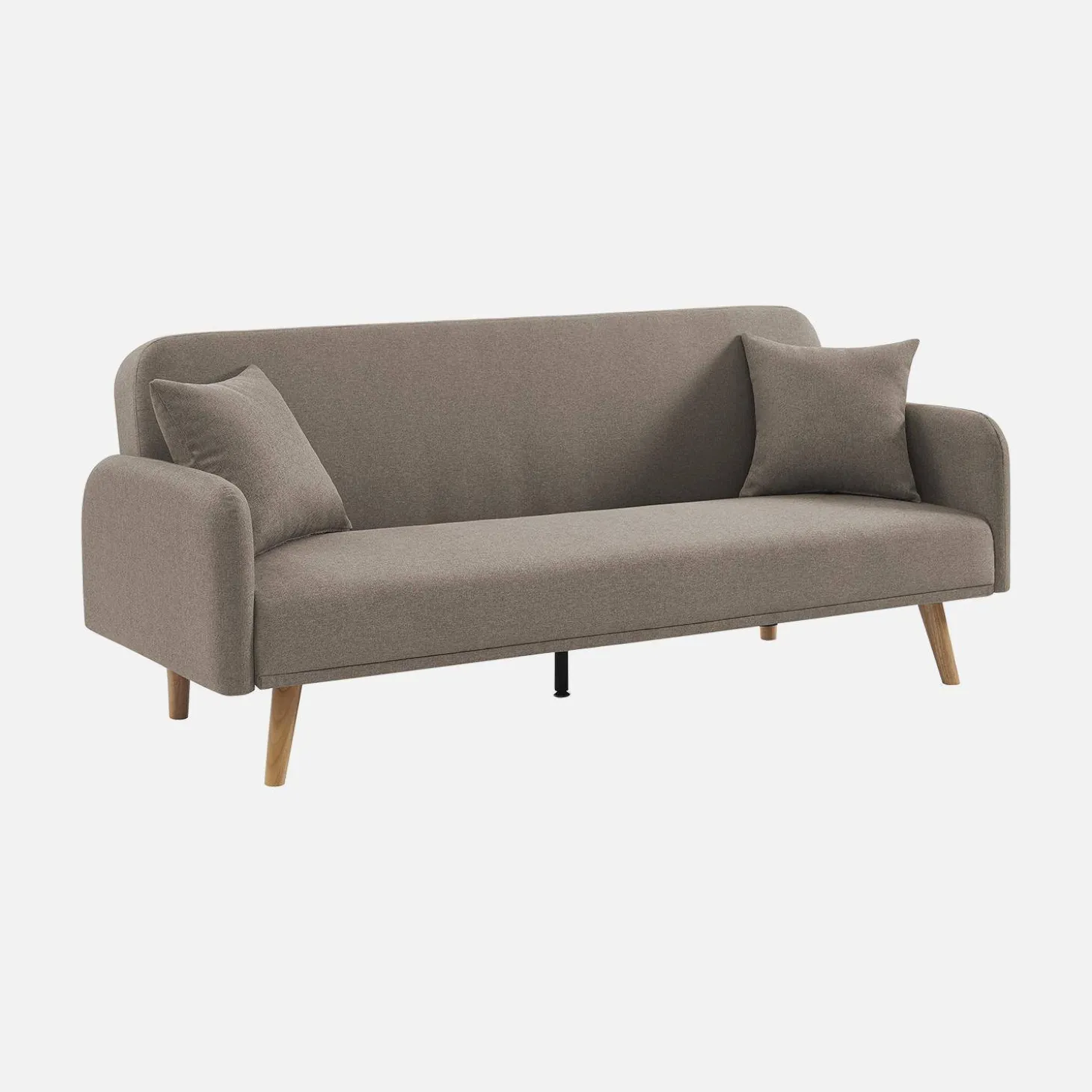Sofá cama de 2-3 plazas de tela, patas de madera de hevea