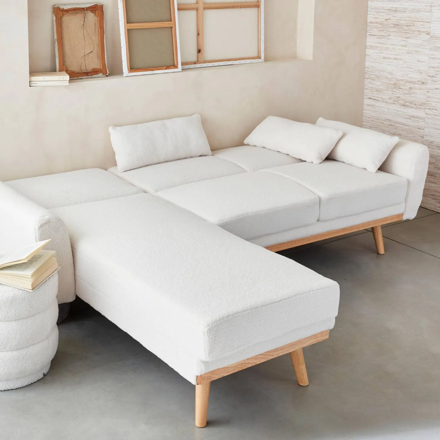 Sofá cama de borreguito, 3 plazas