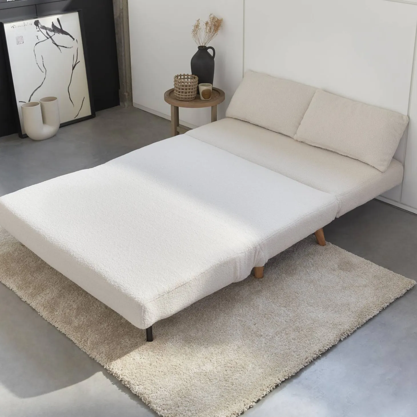 Sofá cama de borreguito, 2 plazas