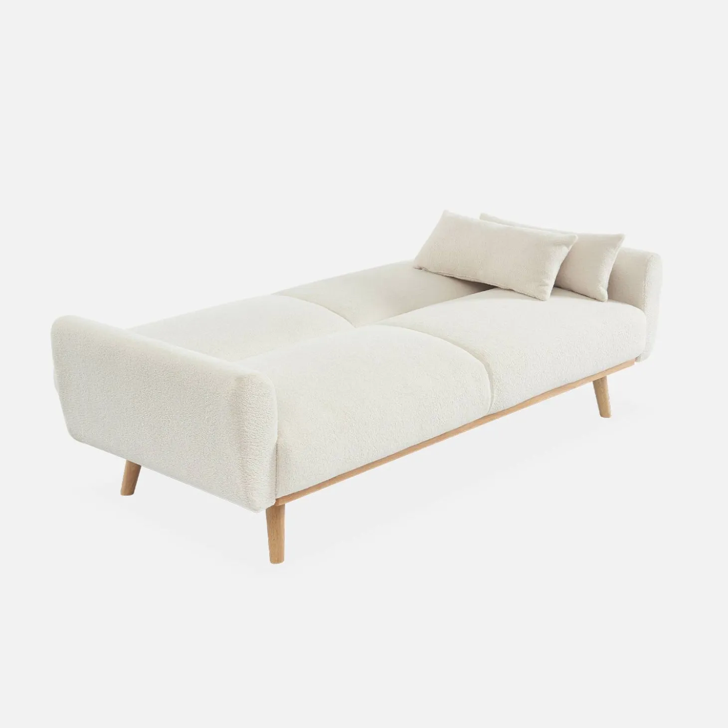 Sofá cama de borreguito blanco, 3 plazas