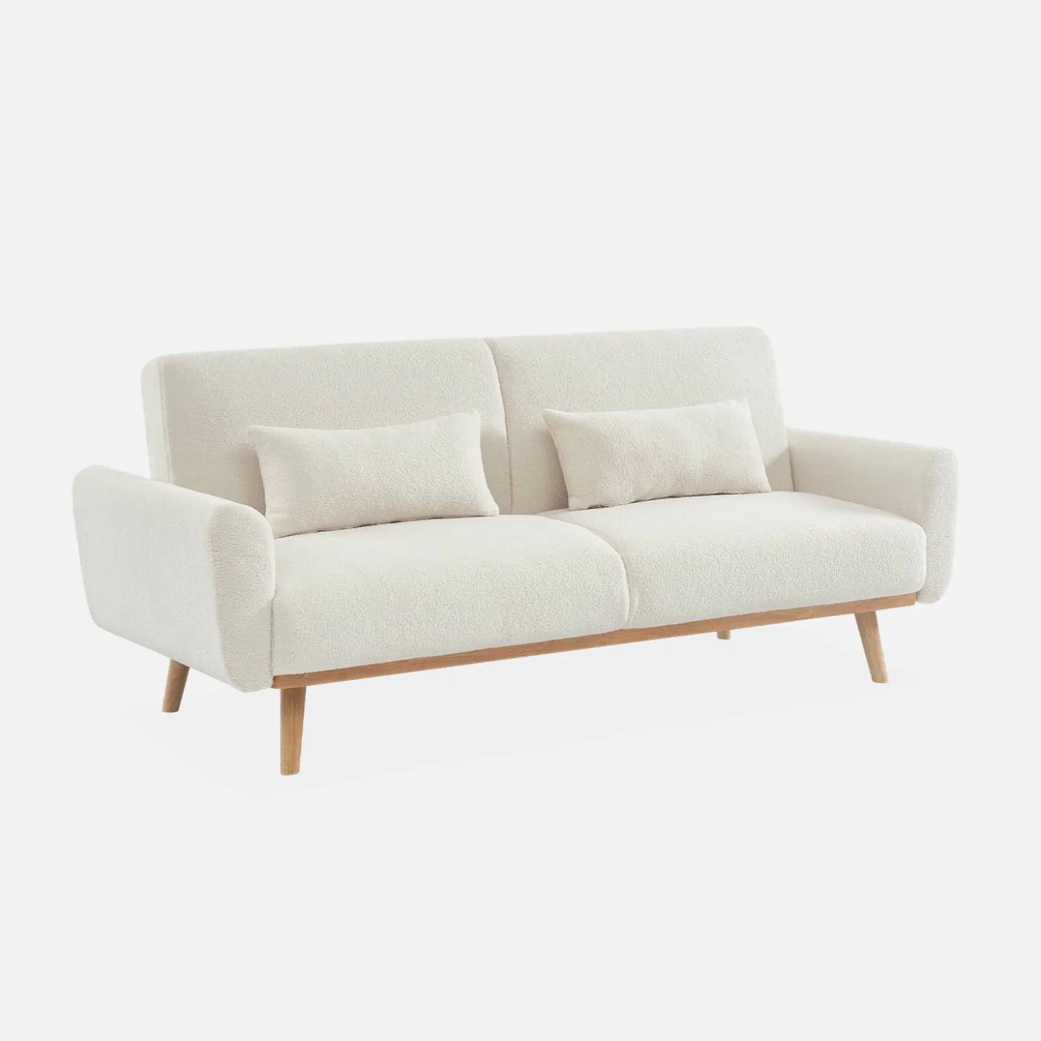 Sofá cama de borreguito blanco, 3 plazas