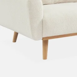Sofá cama de borreguito blanco, 3 plazas