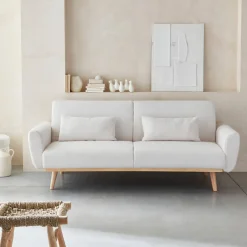 Sofá cama de borreguito blanco, 3 plazas