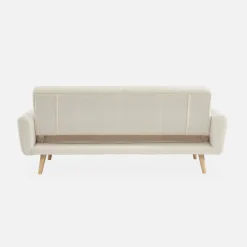 Sofá cama de borreguito blanco, 3 plazas