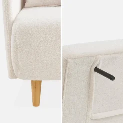 Sofá cama de borreguito blanco, 2 plazas