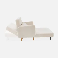 Sofá cama de borreguito blanco, 2 plazas