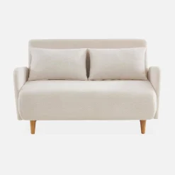 Sofá cama de borreguito blanco, 2 plazas