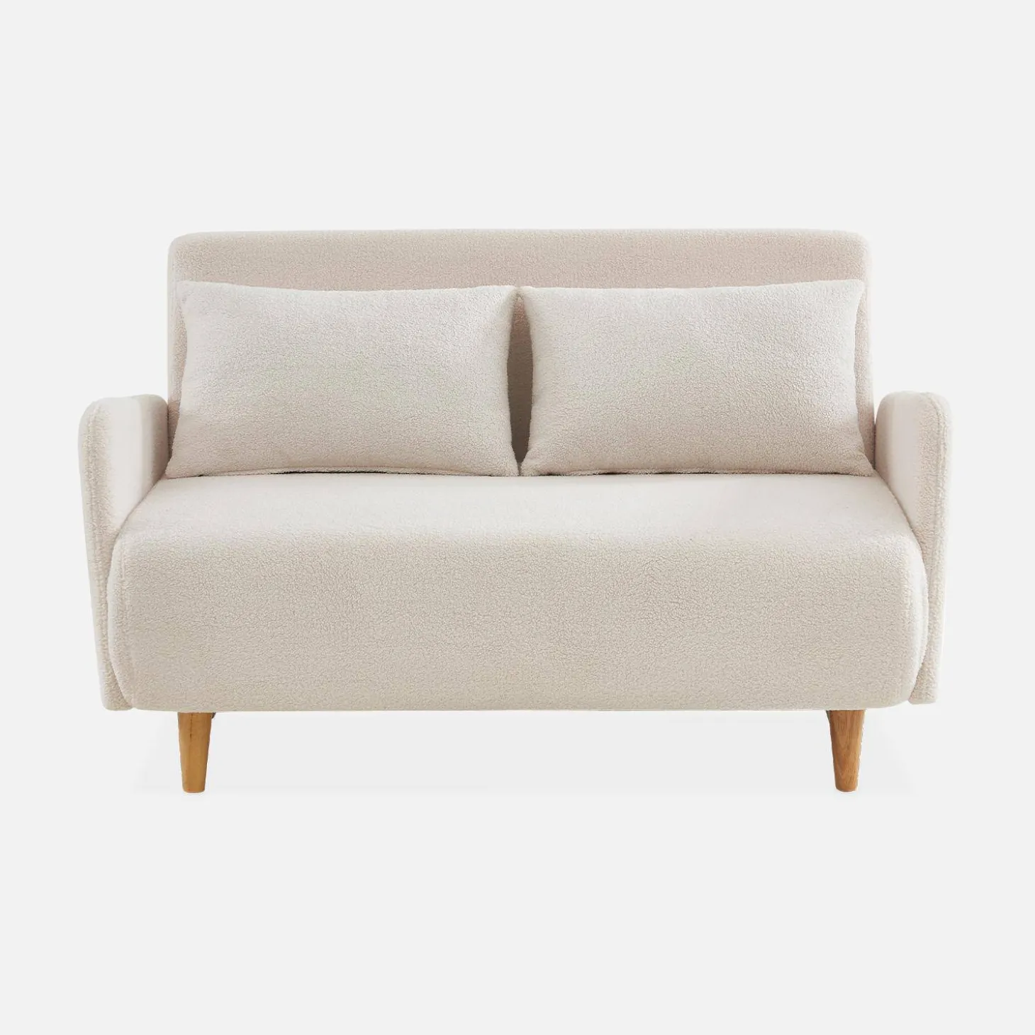 Sofá cama de borreguito blanco, 2 plazas
