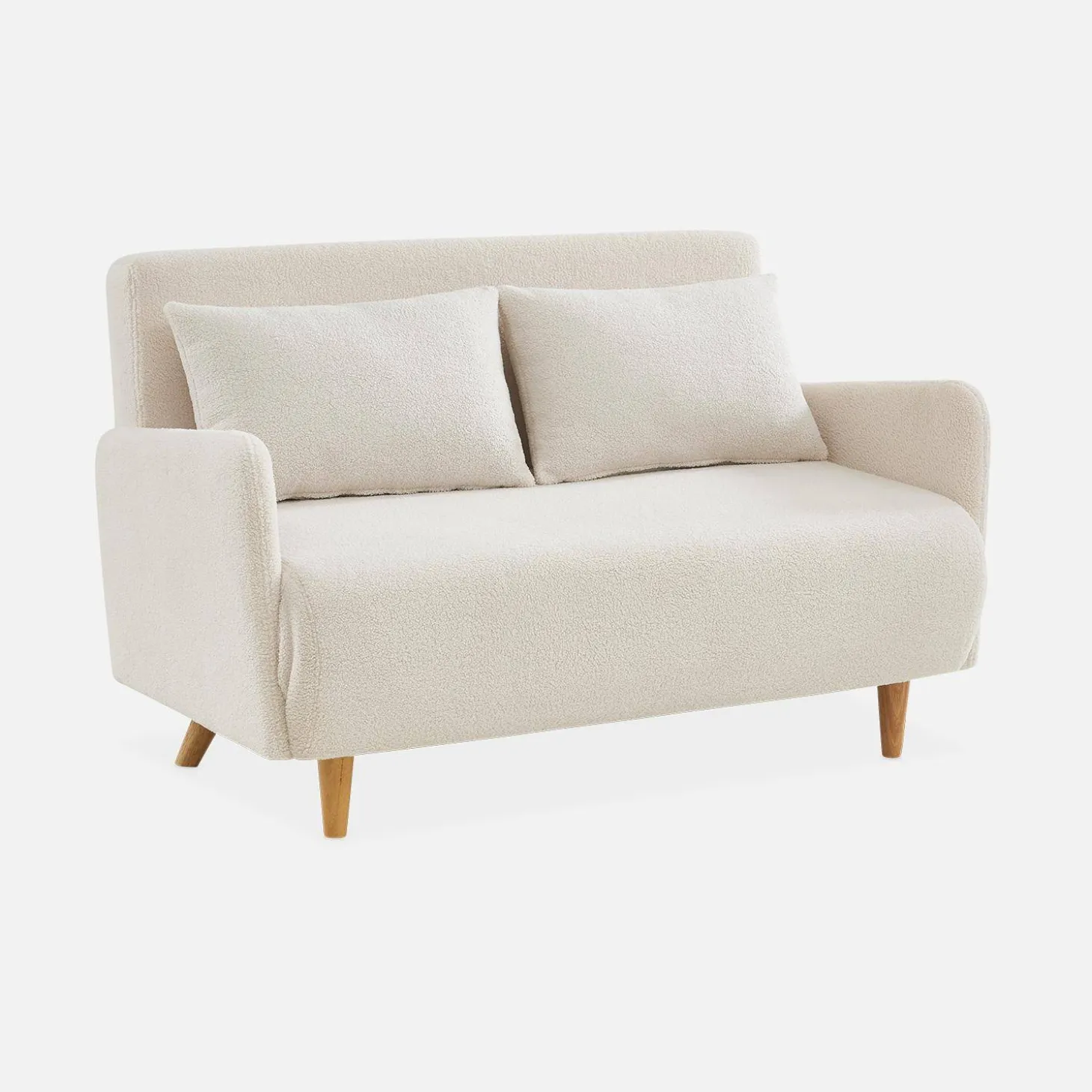 Sofá cama de borreguito blanco, 2 plazas