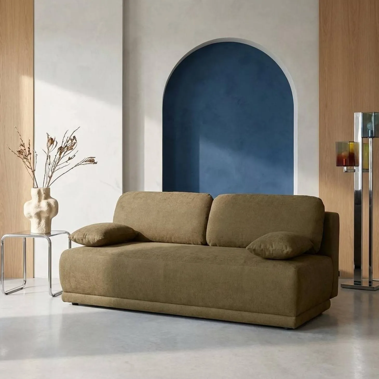 Sofá cama de chenilla, 3 plazas