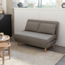 Sofá cama de con patas de madera, 2 plazas