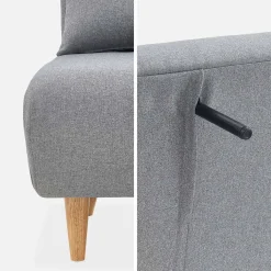 Sofá cama de con patas de madera, 2 plazas