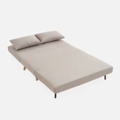 Sofá cama de con patas de madera, 2 plazas