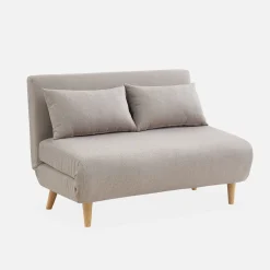 Sofá cama de con patas de madera, 2 plazas