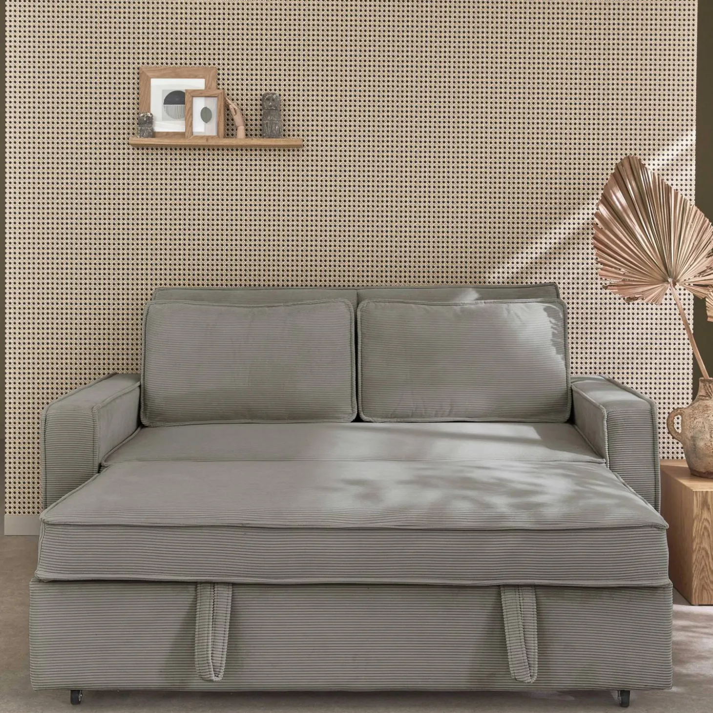 Sofá cama de pana, 2 plazas