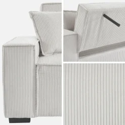 Sofá cama de pana, 3 plazas