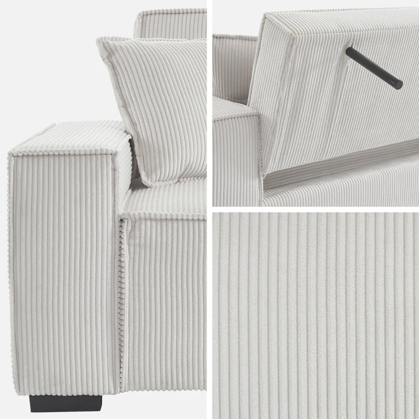 Sofá cama de pana, 3 plazas