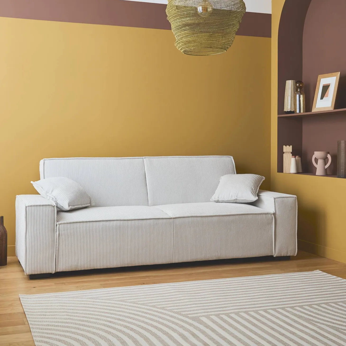 Sofá cama de pana, 3 plazas