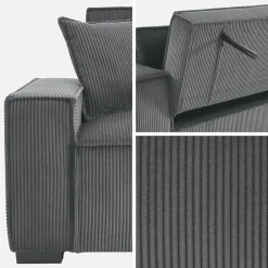 Sofá cama de pana, 3 plazas