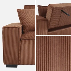 Sofá cama de pana, 3 plazas