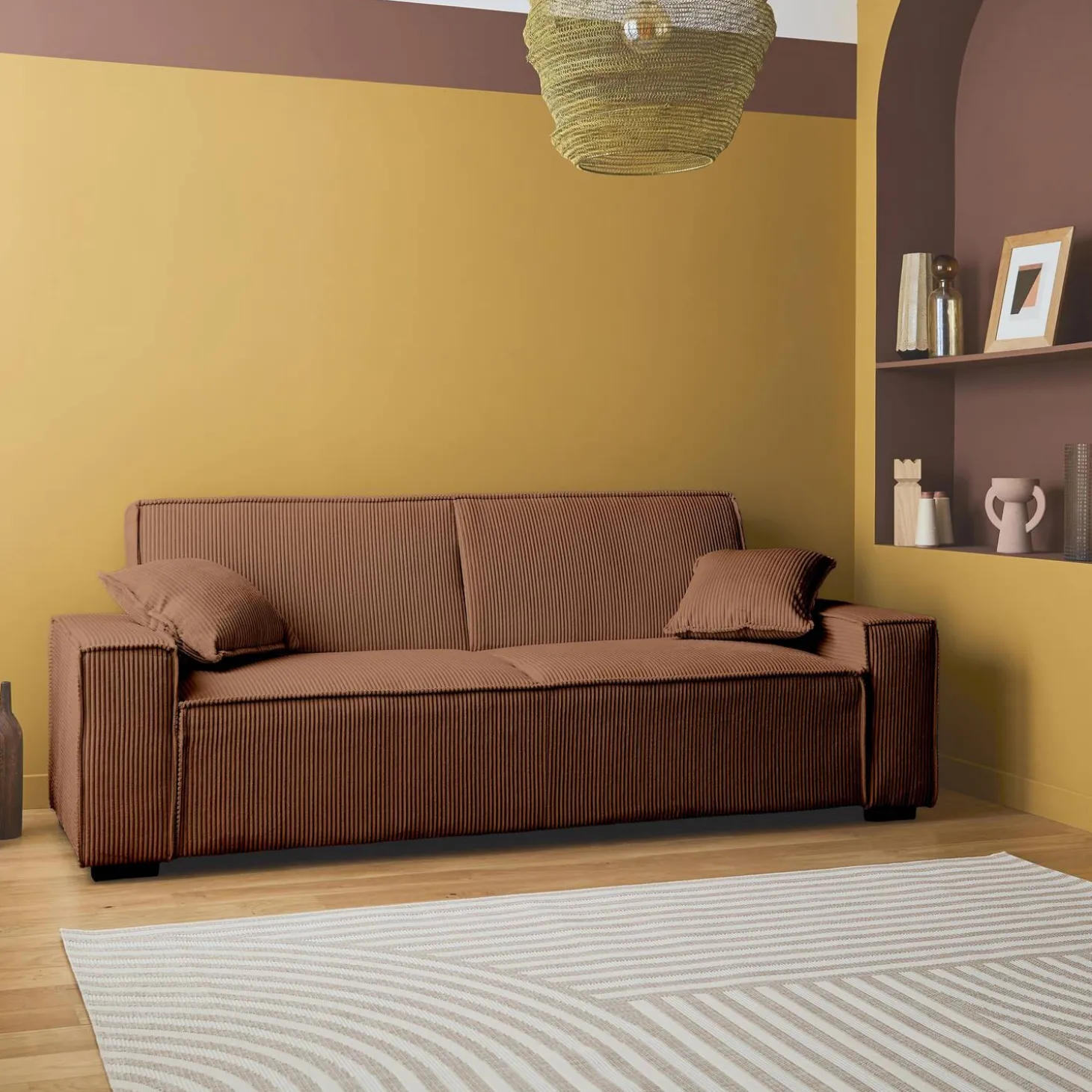 Sofá cama de pana, 3 plazas