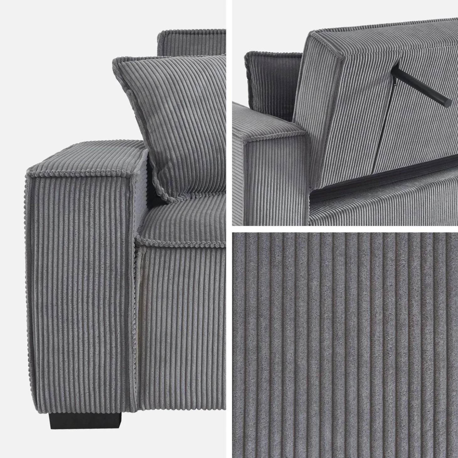 Sofá cama de pana, 3 plazas