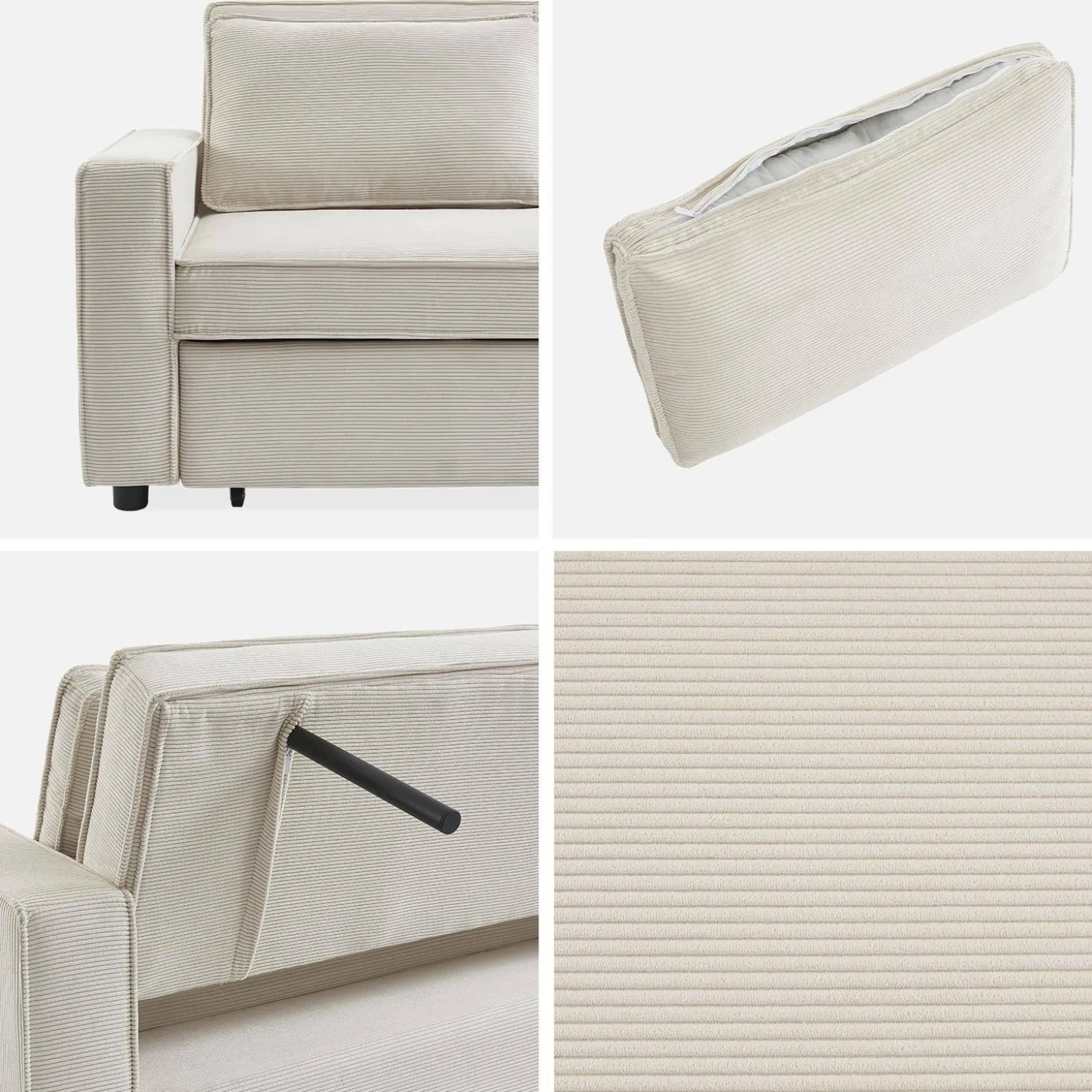 Sofá cama de pana, 2 plazas