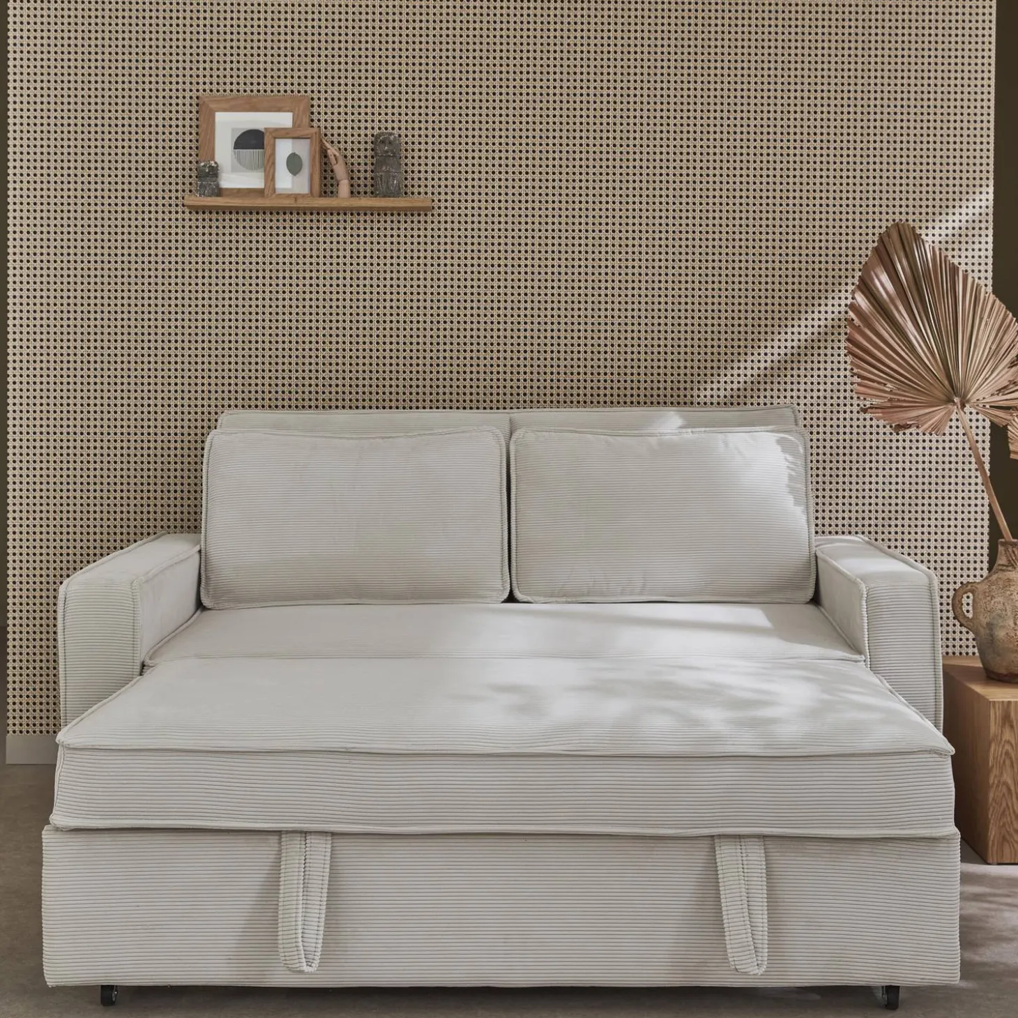 Sofá cama de pana, 2 plazas