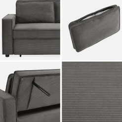 Sofá cama de pana, 2 plazas
