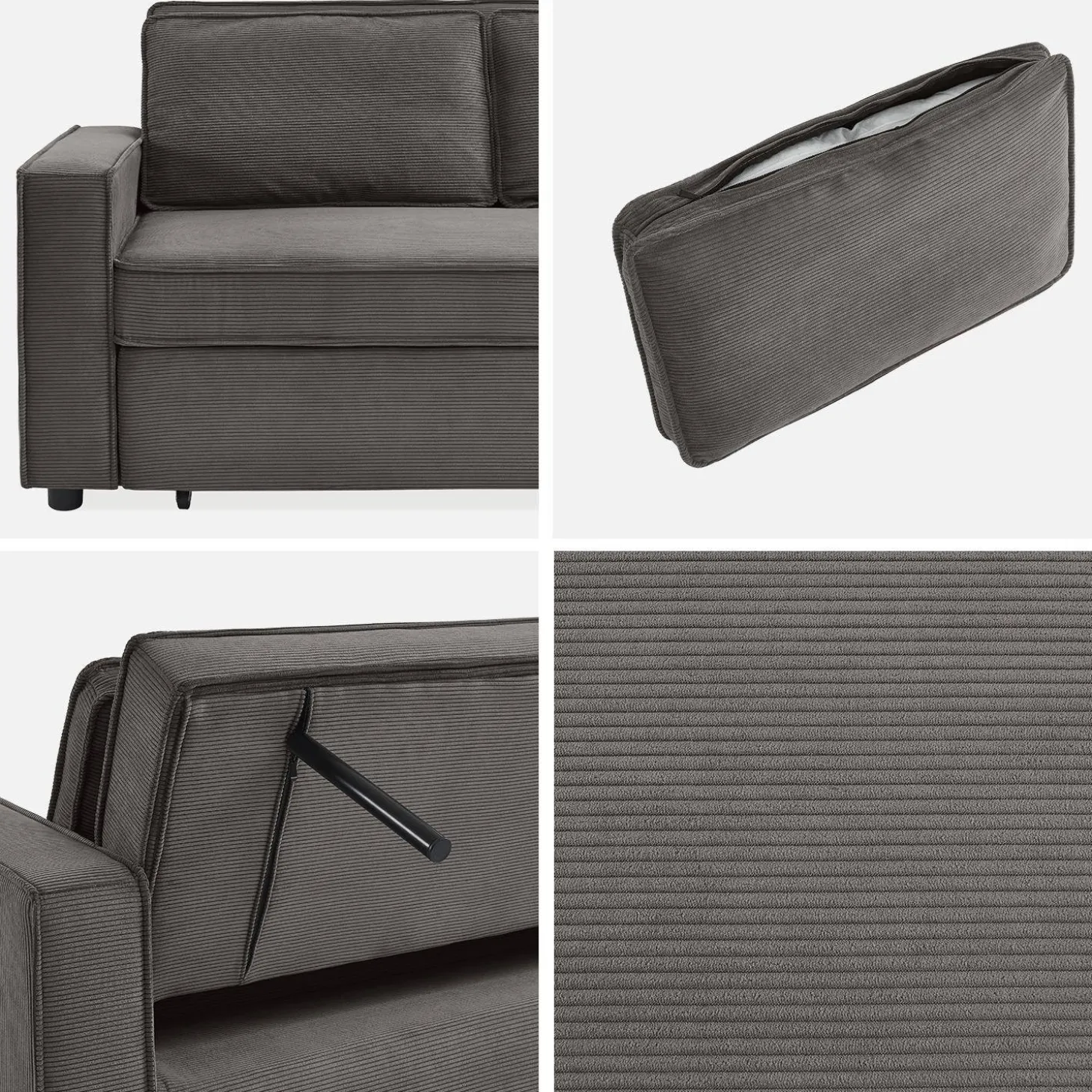 Sofá cama de pana, 2 plazas