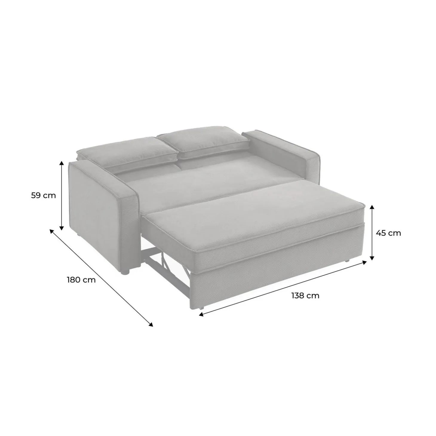Sofá cama de pana, 2 plazas