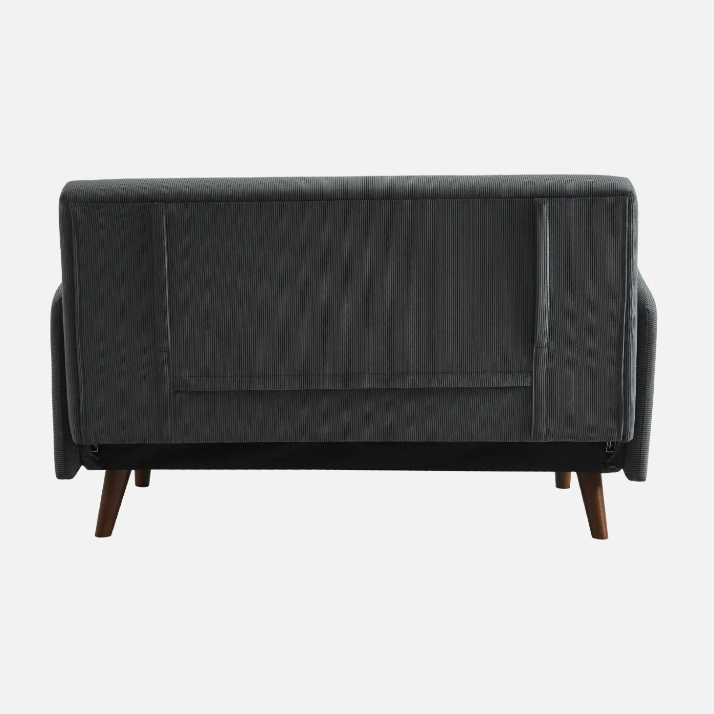 Sofá cama de pana con patas de madera, 2 plazas