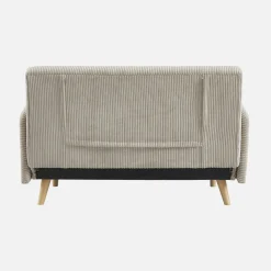 Sofá cama de pana con patas de madera, 2 plazas