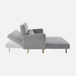 Sofá cama de pana con patas de madera, 2 plazas
