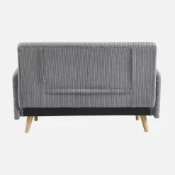 Sofá cama de pana con patas de madera, 2 plazas