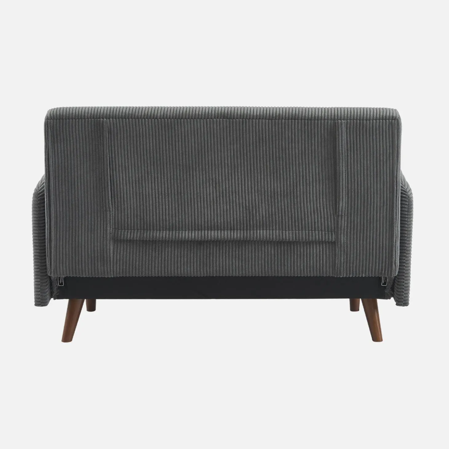 Sofá cama de pana con patas de madera, 2 plazas