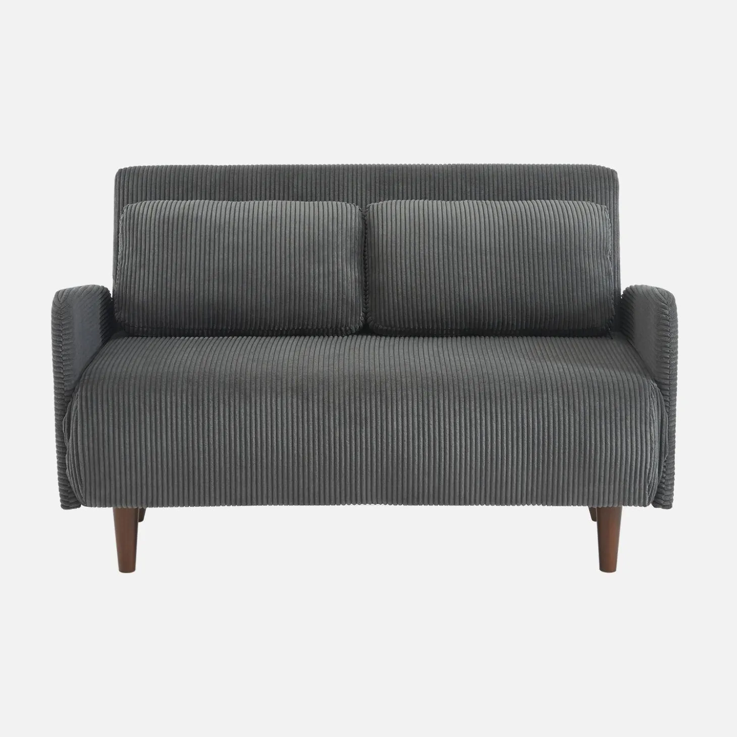 Sofá cama de pana con patas de madera, 2 plazas