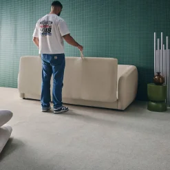 Sofá cama de tela chenilla, 3 plazas