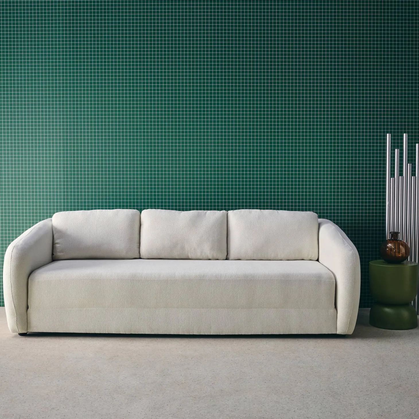 Sofá cama de tela chenilla, 3 plazas