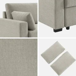 Sofá cama de tela liso de 3 plazas