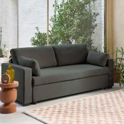 Sofá cama de tela liso de 3 plazas