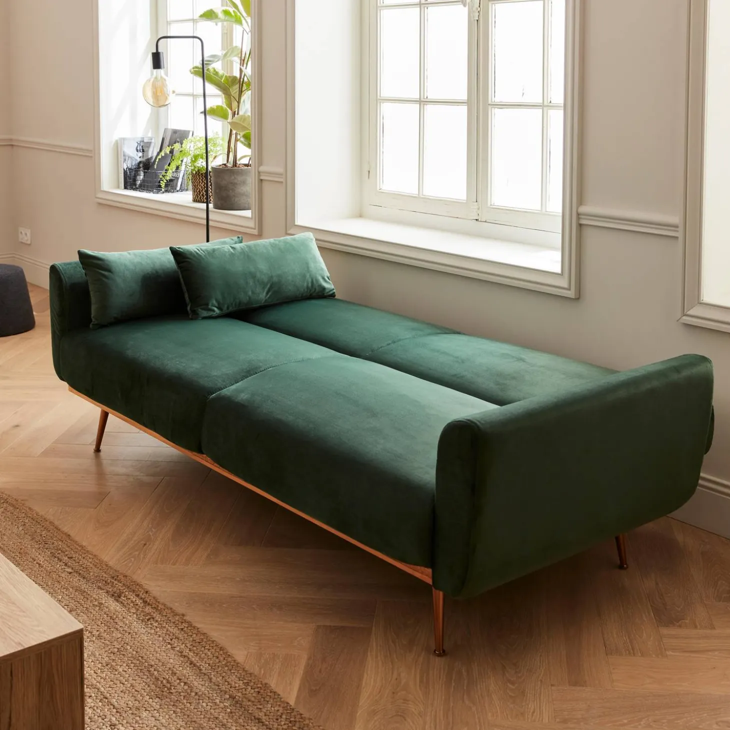 Sofá cama de terciopelo, 3 plazas