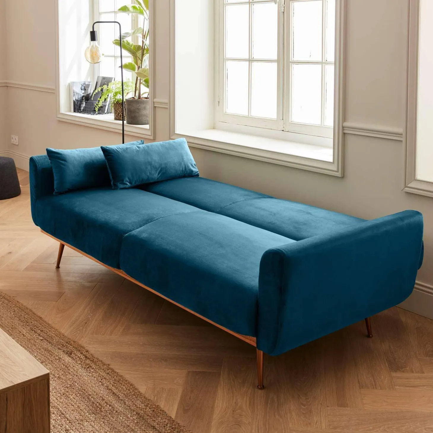 Sofá cama de terciopelo, 3 plazas