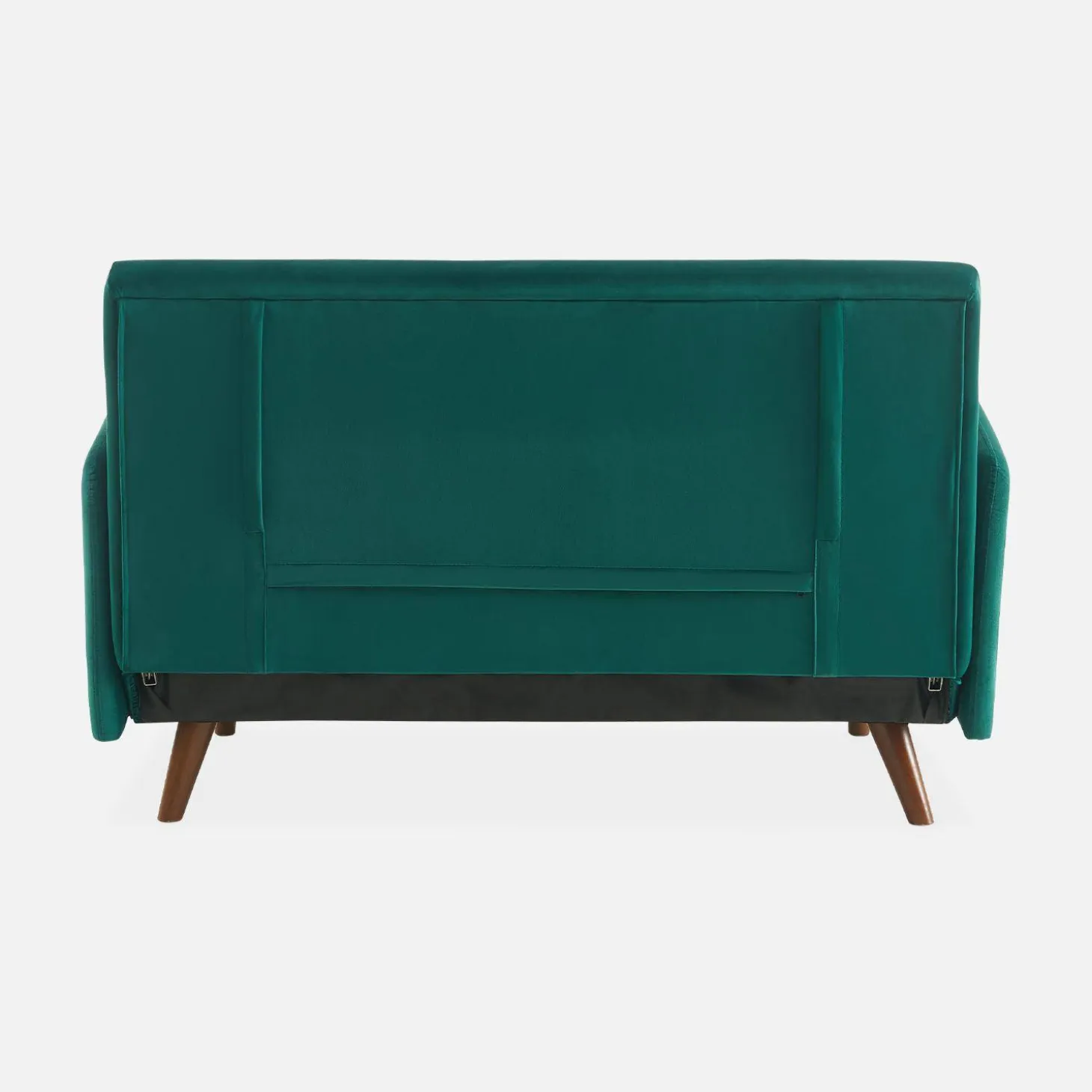 Sofá cama de terciopelo con patas de madera, 2 plazas