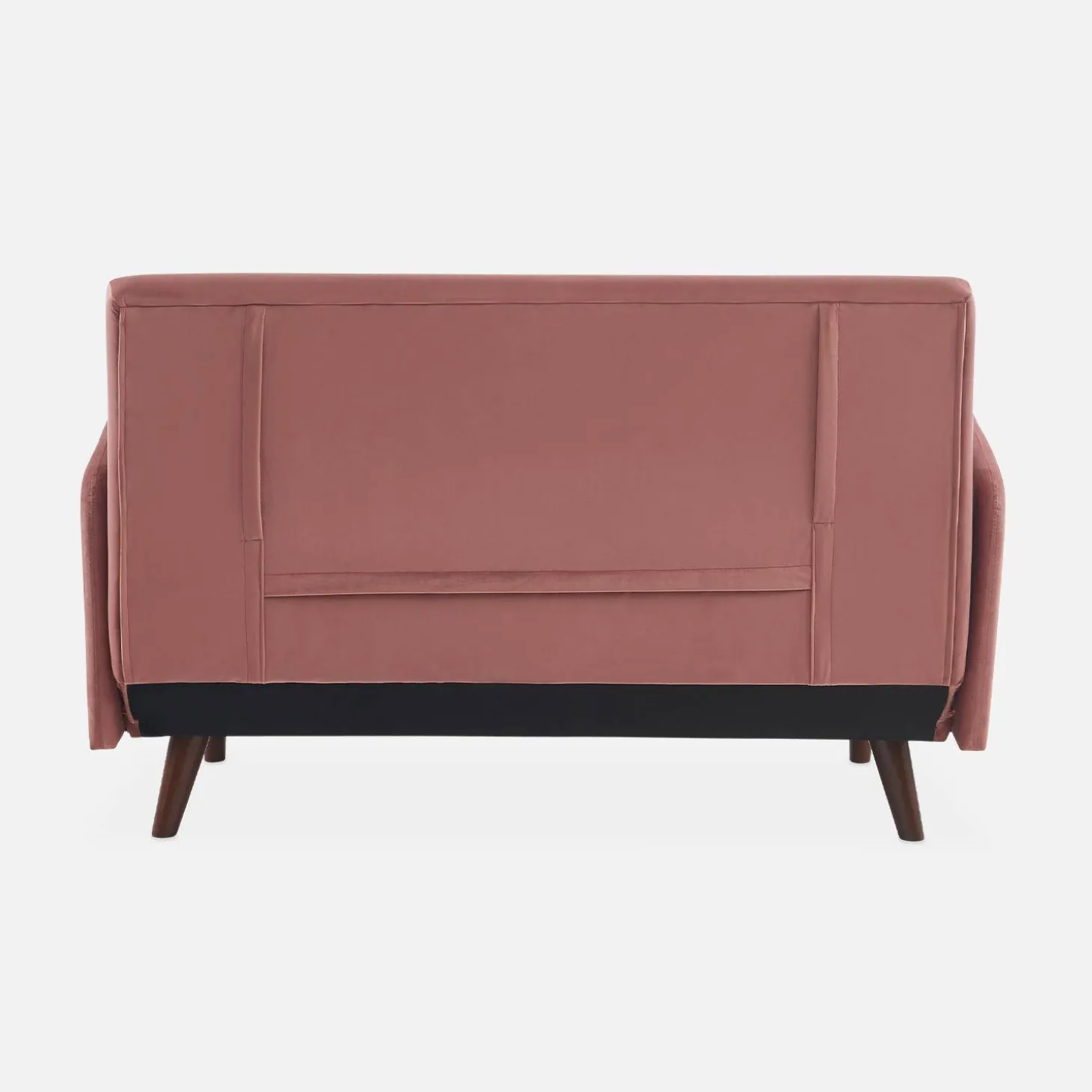 Sofá cama de terciopelo con patas de madera, 2 plazas