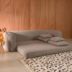 Sofá cama en borreguito texturizado, 3 plazas