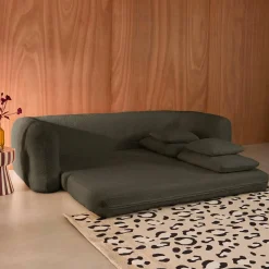 Sofá cama en borreguito texturizado, 3 plazas