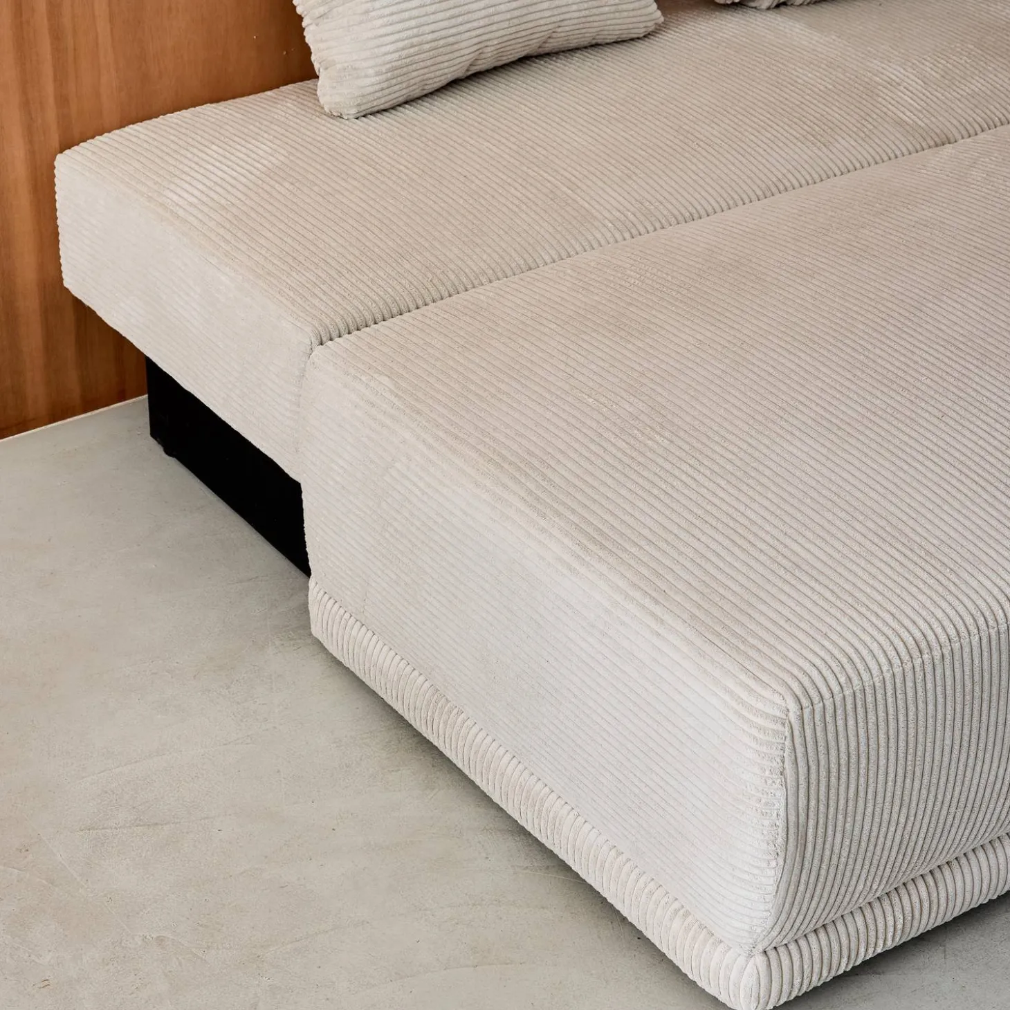 Sofá cama en pana fina con baúl de almacenamiento, 3 plazas